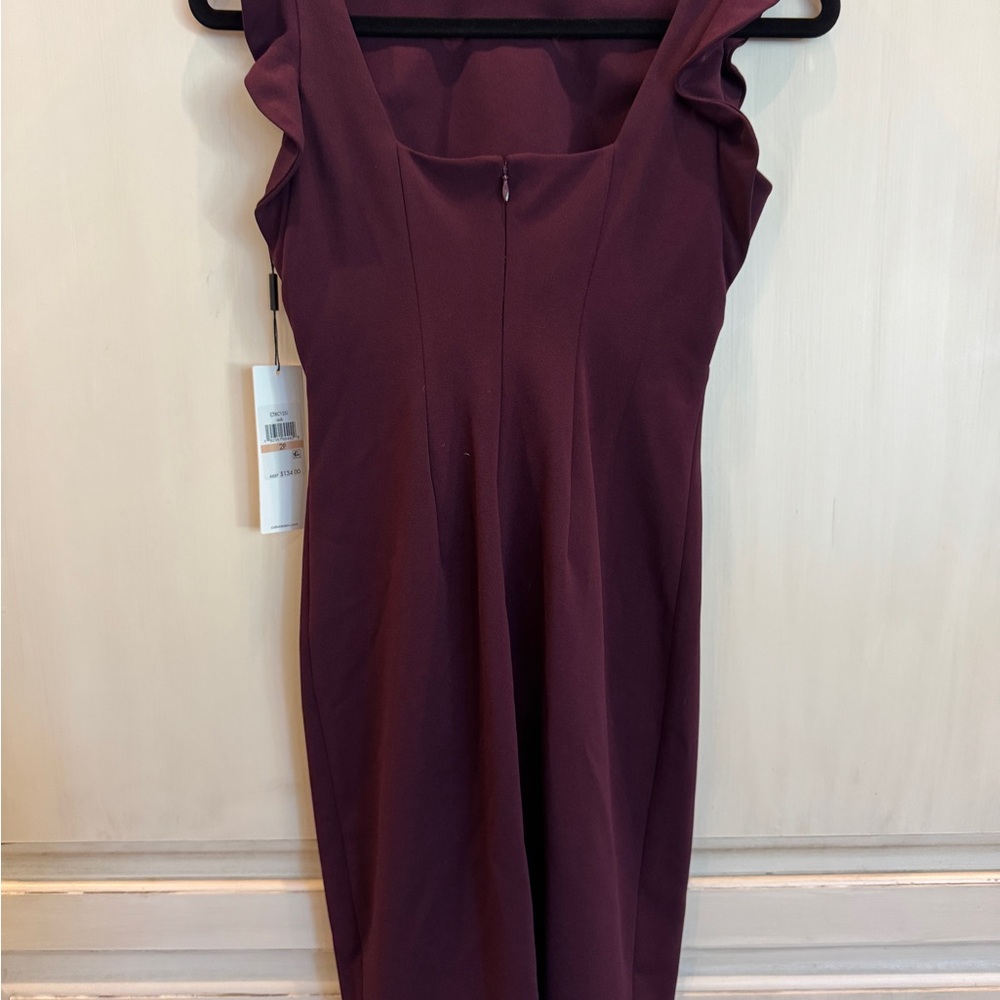 Calvin Klein Plum Ruffle Sleeve Midi Dress - Picture 2 of 6